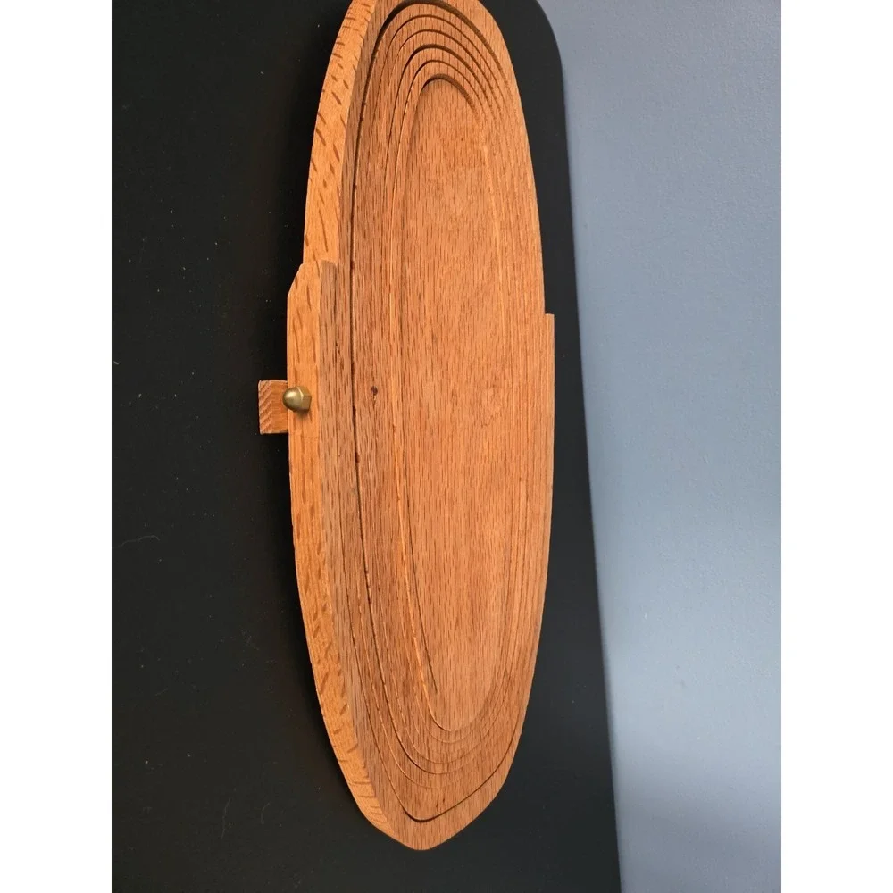 Vtg Handcrafted Wooden Folding Collapsible Spiral Oval Shaped‎ Fruit Basket Bowl